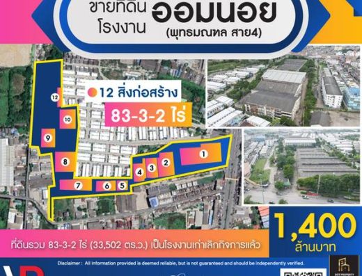 รหัสทรัพย์ 200 ขายที่ดินพร้อมโรงงาน พุทธมณฑลสาย 4 รวม 83-3-2 ไร่ เหมาะสำหรับทำโรงงาน